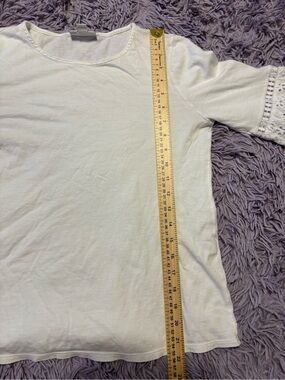 J. Jill white Size S 3\4-Sleeve Knit Top with Eyelet Sleeve